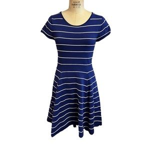 Krimson Klover S blue striped fit and flare dress
